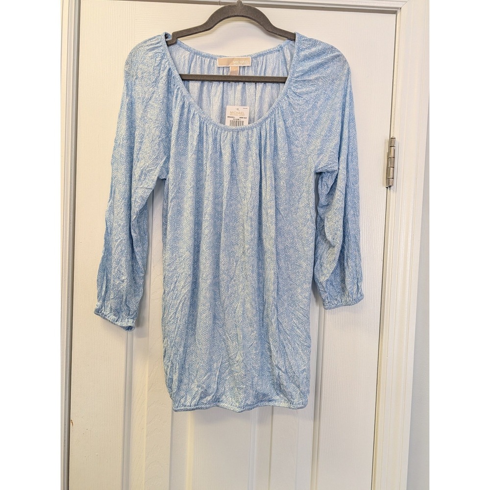 Michael Michael Kors Shore Blue Viscose Bubble Hem Top Small NWT Coastal